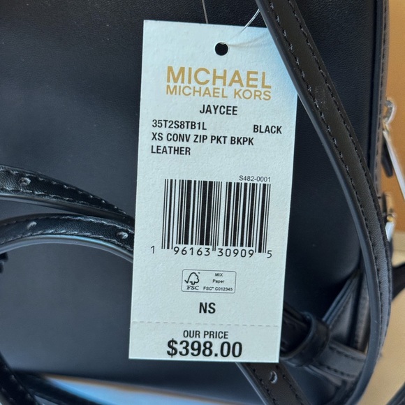 Michael Kors Jaycee XS MINI Convertible Zip Pocket Backpack Black/Silver - Picture 9 of 12